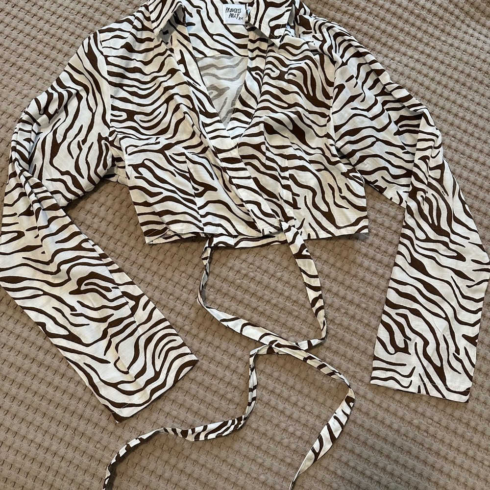 Princess Polly Zebra Print Wrap Top